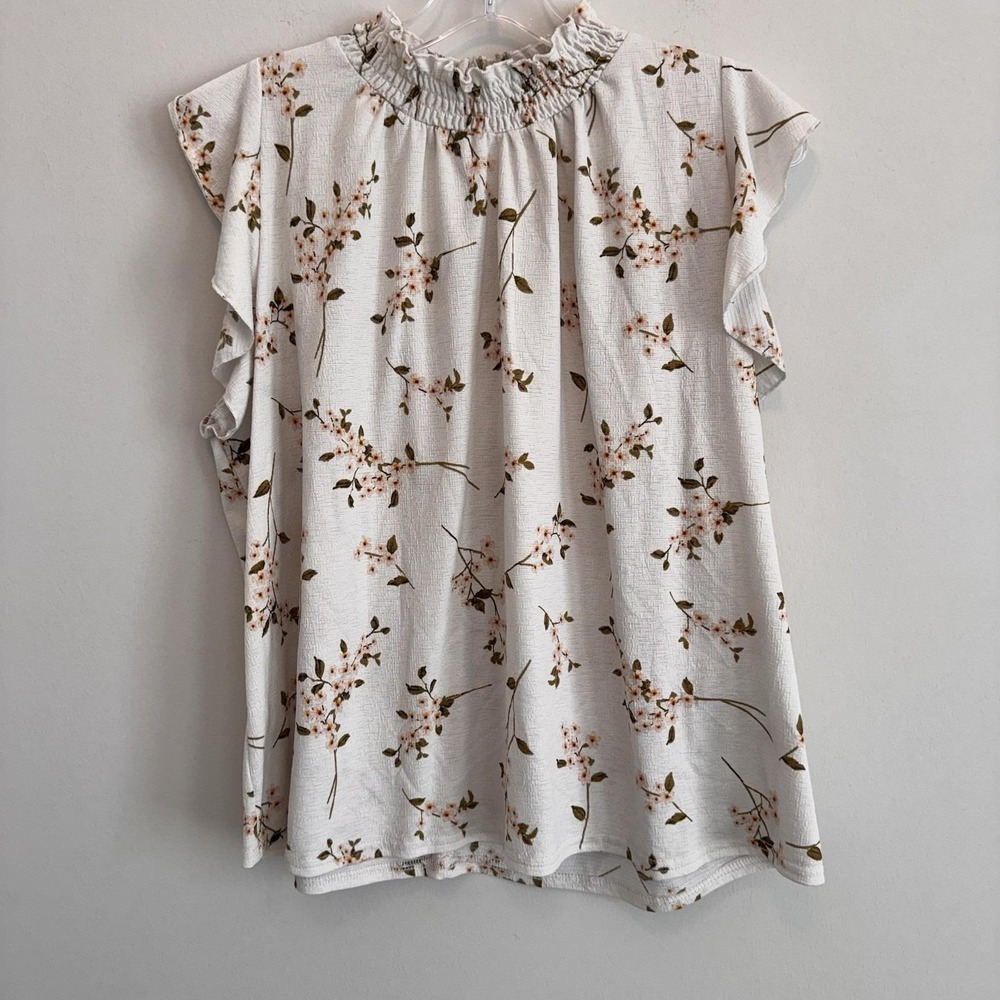 Melloday Floral Ruffle Sleeve Blouse Large Cottagecore Boho Women's Boutique